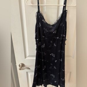 Hot Topic Black Lace Slip Dress with Butterfly‎ Print